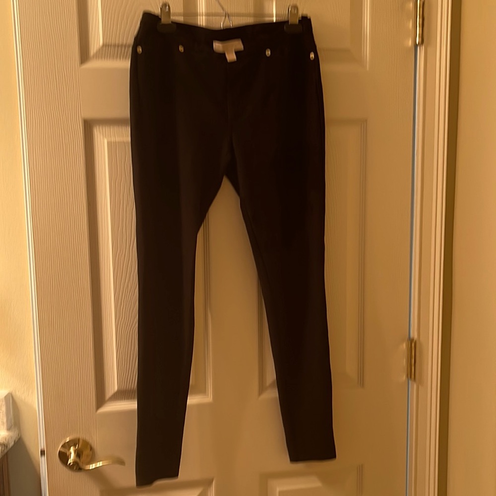 Michael Kors black leggings pants skinny small with gold buttons